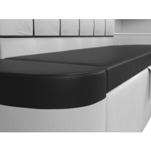 Кухонный угловой диван АртМебель Тефида экокожа черный белый правый угол