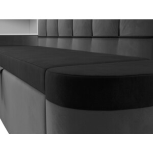 Кухонный угловой диван АртМебель Тефида велюр черный серый левый угол