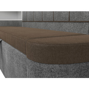 Кухонный угловой диван АртМебель Тефида рогожка коричневый серый левый угол