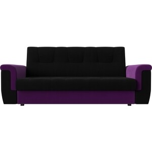 Прямой диван АртМебель Эллиот микровельвет черный фиолетовый