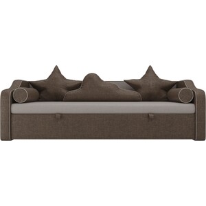 Детский диван-кровать АртМебель Рико рогожка бежевый коричневый кровать аскона кровать 200x90 ноа тк рико светло серый