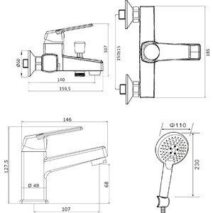 Комплект смесителей Orange черный (P02-311b)