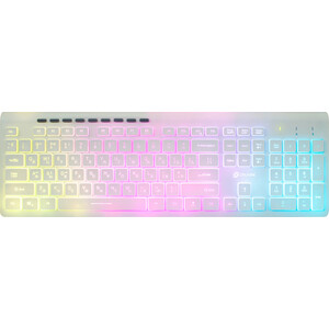 Клавиатура Oklick 490ML белый USB slim Multimedia LED беспроводная магнитная клавиатура чехол для планшета полнофункциональная клавиатура отдельный дизайн совместимость с lenovo xiaoxin pad pad plus