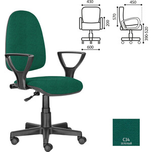 Кресло офисное Brabix Prestige Ergo MG-311 регулируемая эргономичная спинка, ткань зеленое С-34 (532421)