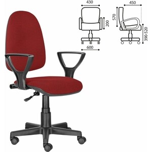 Кресло офисное Brabix Prestige Ergo MG-311 регулируемая эргономичная спинка, ткань красное С-16 (532424)