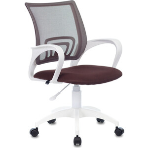Кресло офисное Brabix Fly MG-396W с подлокотниками, пластик белый, сетка коричневое TW-09A/TW-14C (532398) кресло офисное norden партнер aluminium пластик черная сетка черная ткань мультиблок