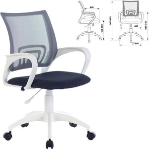 Кресло офисное Brabix Fly MG-396W с подлокотниками, пластик белый, сетка темно-серое TW-04/TW-12 (532400)