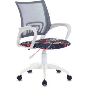 Кресло офисное Brabix Fly MG-396W с подлокотниками, пластик белый, сетка серое с рисунком TW-04/Graffity (532404) кресло brabix fly mg 396 с подлокотниками сетка черное 532083