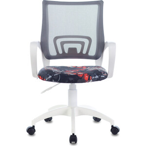 Кресло офисное Brabix Fly MG-396W с подлокотниками, пластик белый, сетка серое с рисунком TW-04/Graffity (532404)