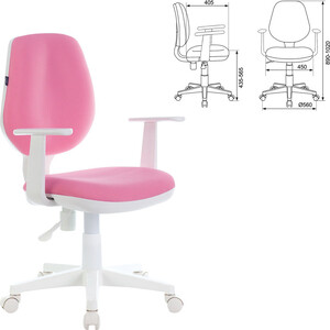 Кресло офисное Brabix Fancy MG-201W с подлокотниками, пластик белый розовое TW-13A (532409)