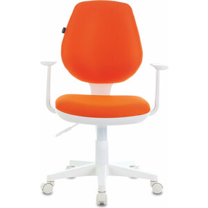 Кресло офисное Brabix Fancy MG-201W с подлокотниками, пластик белый оранжевое TW-96-1 (532410)