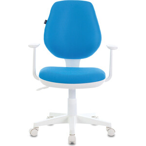 Кресло офисное Brabix Fancy MG-201W с подлокотниками, пластик белый голубое TW-55 (532411)