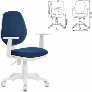 Кресло офисное Brabix Fancy MG-201W без подлокотников, пластик белый синее TW-10N (532413)