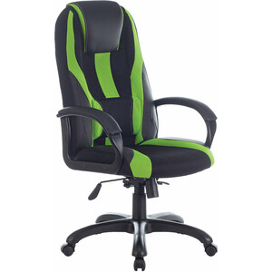 Кресло компьютерное Brabix Premium Rapid GM-102 экокожа/ткань, черное/зеленое (532419) кресло brabix gt carbon gm 115 две подушки экокожа черное 531932