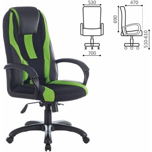 Кресло компьютерное Brabix Premium Rapid GM-102 экокожа/ткань, черное/зеленое (532419)