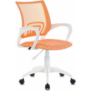 Кресло офисное Brabix Fly MG-396W с подлокотниками пластик белый сетка, оранжевое с рисунком TW-38-3/Giraffe (532402) кресло tetchair kiddy ткань сетка пластик бирюзовый