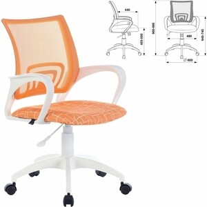 Кресло офисное Brabix Fly MG-396W с подлокотниками пластик белый сетка, оранжевое с рисунком TW-38-3/Giraffe (532402)