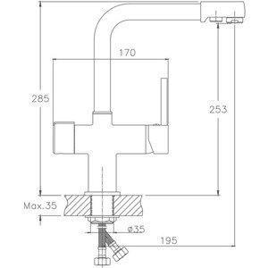 Смеситель для кухни Haiba HB088-7 с подключением фильтра, черный (HB70088-7)