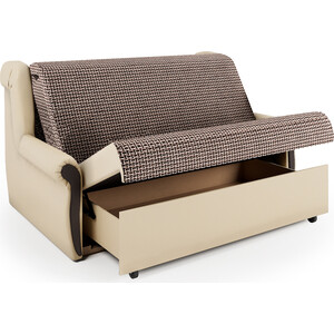 Диван-кровать Шарм-Дизайн Аккорд М 160 корфу коричневый и экокожа беж