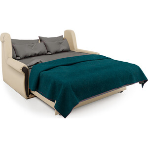 Диван-кровать Шарм-Дизайн Аккорд М 160 корфу коричневый и экокожа беж