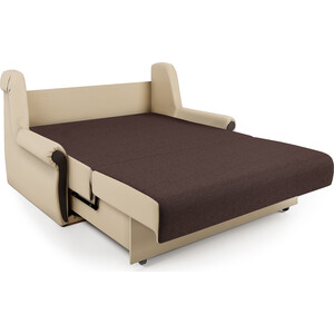 Диван-кровать Шарм-Дизайн Аккорд М 160 рогожка шоколад и экокожа беж