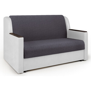 Диван-кровать Шарм-Дизайн Аккорд Д 160 серая рогожка и экокожа белая кресло кровать шарм дизайн шарм фиолетовая рогожка и экокожа белая