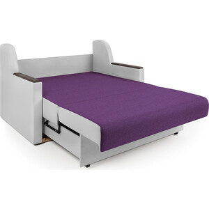 Диван-кровать Шарм-Дизайн Аккорд Д 160 фиолетовая рогожка и экокожа белая