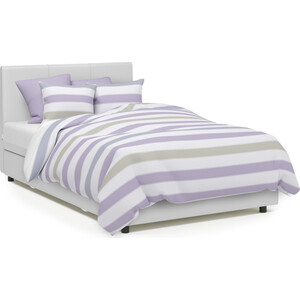 Кровать Шарм-Дизайн Классика 100 серая рогожка и белая экокожа