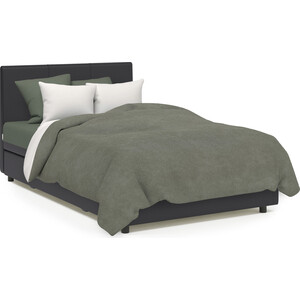 Кровать Шарм-Дизайн Классика 100 серая рогожка и черная экокожа