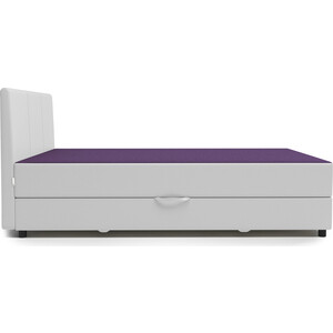 Кровать Шарм-Дизайн Классика 100 фиолетовая рогожка и белая экокожа