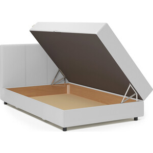 Кровать Шарм-Дизайн Классика 140 серая рогожка и белая экокожа