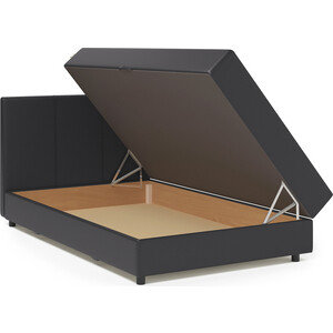 Кровать Шарм-Дизайн Классика 140 серая рогожка и черная экокожа
