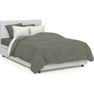 Кровать Шарм-Дизайн Классика 140 фиолетовая рогожка и белая экокожа