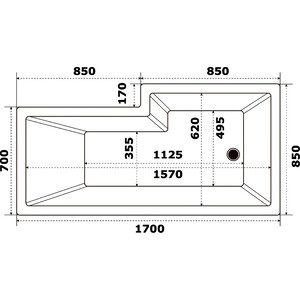 Акриловая ванна BAS Эсте 170х85 левая, с каркасом, фронтальная панель (В 00123, Э 00123)