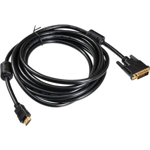 Кабель Buro HDMI-19M-DVI-D-5M HDMI (m) DVI-D (m) 5м феррит.кольца черный кабель аудио видео buro 1 2v minidisplayport m hdmi m 2м позолоченные контакты белый bhp mdpp hdmi 2