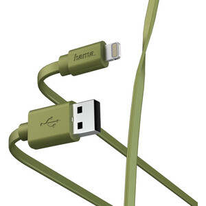 Кабель HAMA 00187234 Lightning USB 2.0 (m) 1м зеленый плоский сетевое зарядное устройство borofone ba49a usb 2 1 а кабель lightning 1 м белое