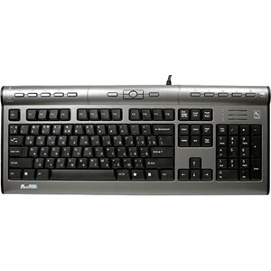 Клавиатура A4Tech KLS-7MUU серебристый/черный USB slim Multimedia клавиатура oklick 550ml белый usb slim multimedia led 1061618