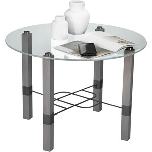 Стол журнальный Мебелик Лючия 3101 серый бетон, серый, прозрачное (П0004583)