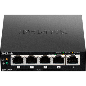 Коммутатор D-Link DGS-1005P/A1A 5G 4PoE 60W неуправляемый коммутатор tp link 8 port 10g unmanaged switch