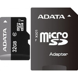 Карта памяти A-DATA microSDHC 32Gb Class10 AUSDH32GUICL10-RA1 + adapter карта памяти netac sdxc 512б class 10 uhs i nt02p500pro 512g r sd adapter