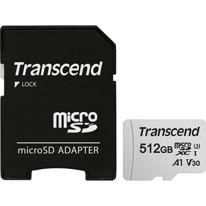 Карта памяти Transcend microSDXC 512Gb Class10 TS512GUSD300S-A 300S + adapter карта памяти 128gb transcend sdc300s sdxc class10 uhs i u3 v30 ts128gsdc300s