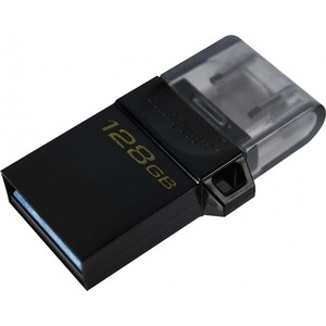 Флеш-диск Kingston 128Gb DataTraveler microDuo 3 G2 DTDUO3G2/128GB USB3.0 черный флеш диск kingston 32gb datatraveler kyson dtkn 32gb usb3 1 серебристый