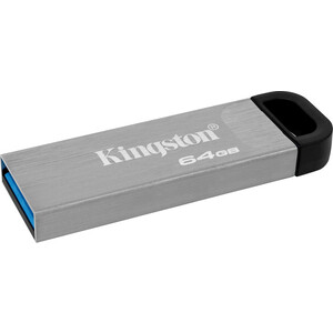 Флеш-диск Kingston 64Gb DataTraveler Kyson DTKN/64GB USB3.1 серебристый/черный флешка kingston datatraveler kyson 32гб silver dtkn 32gb