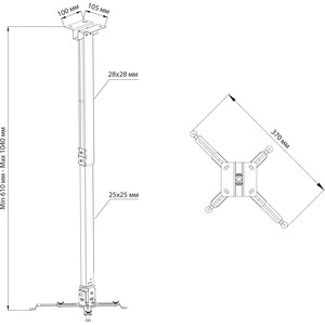 Кронштейн для проектора Cactus CS-VM-PRE02-WT белый макс.23кг настенный и потолочный поворот и наклон