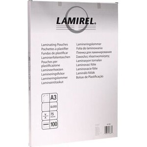 Пленка для ламинирования Fellowes 75мкм A3 (100шт) глянцевая Lamirel (LA-78655) пленка для ламинирования fellowes 75мкм a4 100шт глянцевая 216х303мм lamirel la 78656