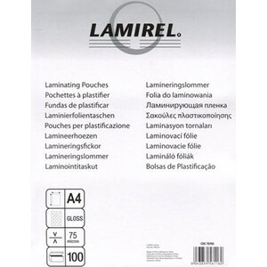 Пленка для ламинирования Fellowes 75мкм A4 (100шт) глянцевая 216х303мм Lamirel (LA-78656) шредер fellowes powershred lx200