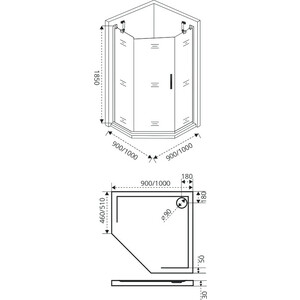 Душевой уголок Good Door Mokka PNT-100-C-WE 100х100 прозрачный, хром матовый (МК00015)