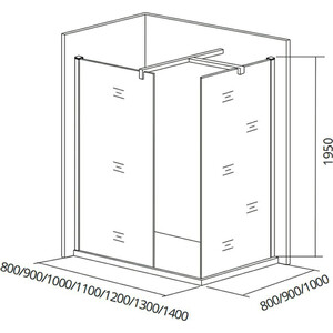 Душевая перегородка Good Door Walk-In SP-100-C-CH 100х90 прозрачный, хром (ВИ00002)