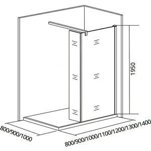 Душевая перегородка Good Door Walk-In SP2-100-C-CH 100х90 прозрачный, хром (ВИ00026)
