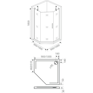 Душевой уголок Good Door Fantasy PNT-100-F-CH 100x100 прозрачный с рисунком Фантази, хром (ФА00008)